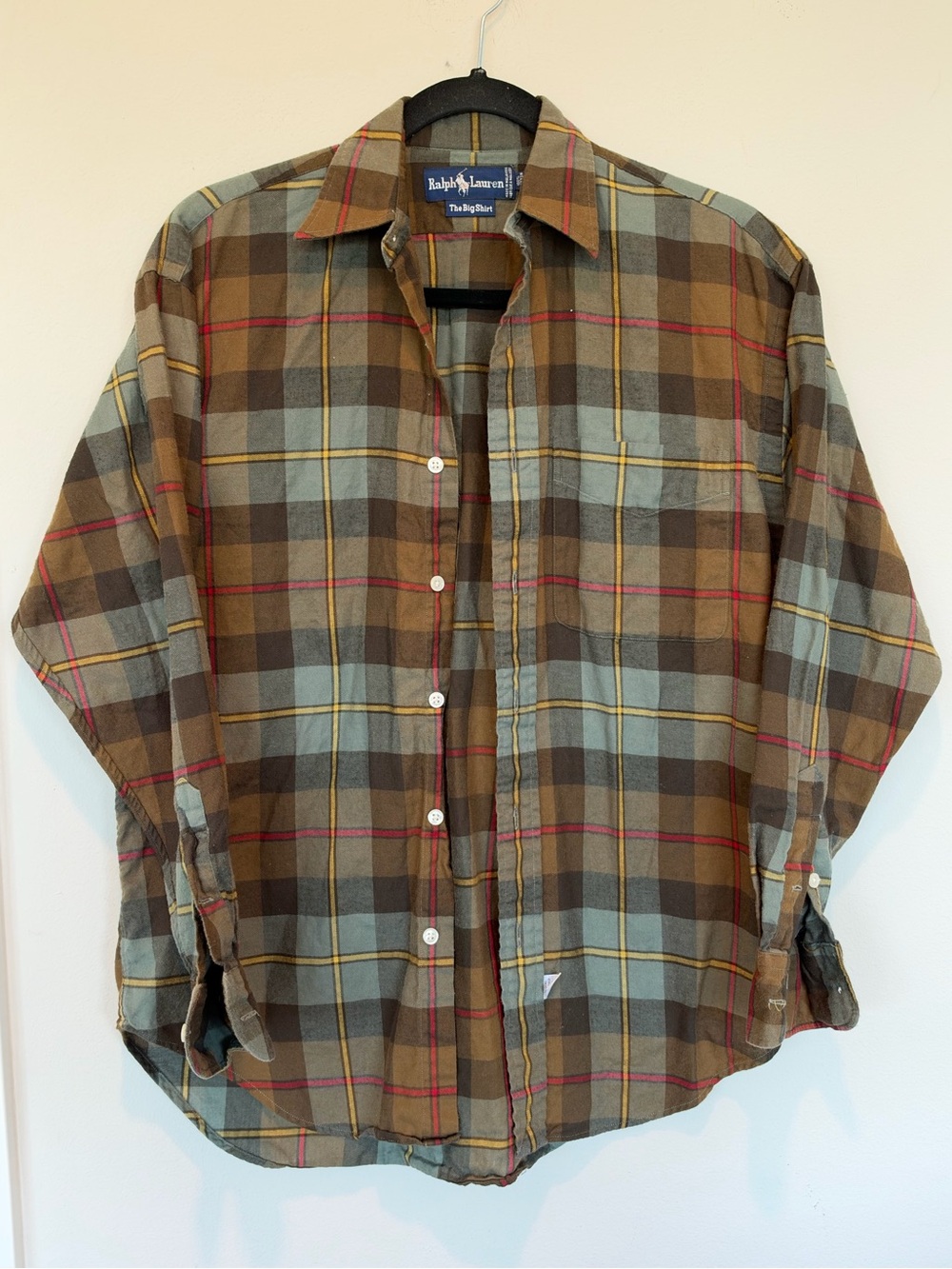 Ralph Lauren Flannel “The Big Shirt” Brown Plaid Button-Down Shirt